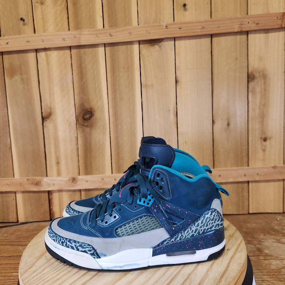 Jordan Spizike Shoes Mens 9 Blue Elephant Print Basketball Sneakers 315371-407